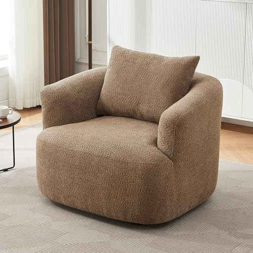 Merax Modern Cozy Chenille 360° Swivel Sofa Chair with a Throw Pillow, 38.2" Upholstered Leisure... | Amazon (US)