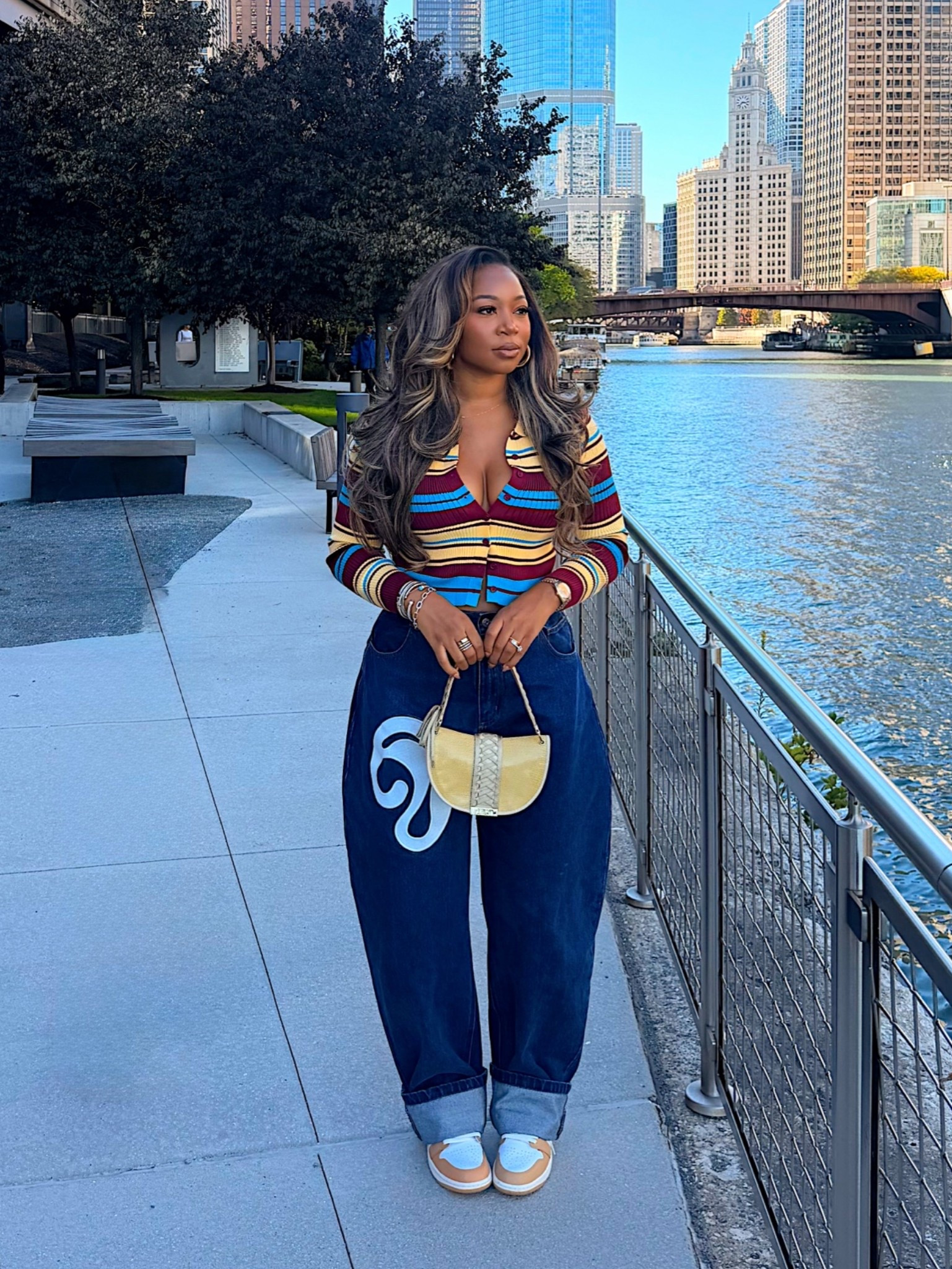 UGH LOVE!!! Large cardigan and the exact jeans are from KAI COLLECTIVE but I linked similar!!! And similar bag