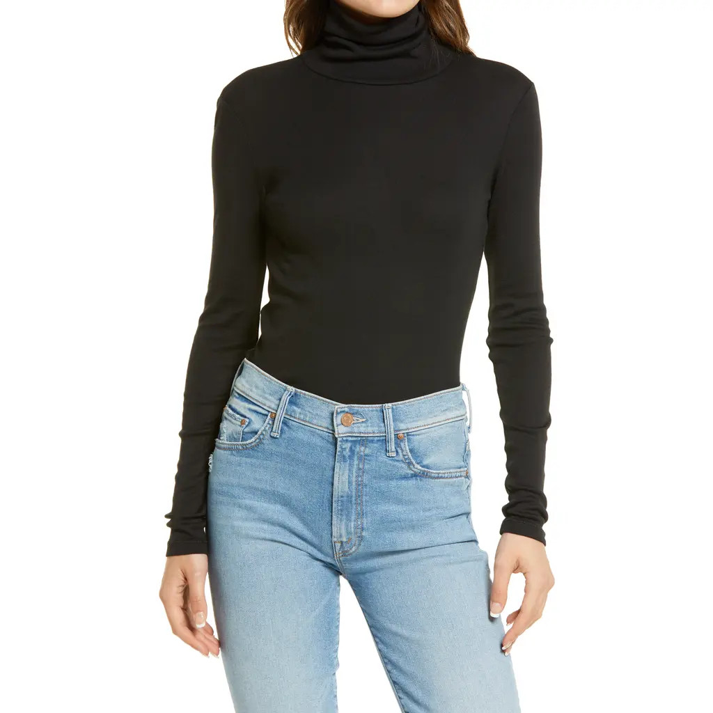 Splendid Cotton Blend Turtleneck in Black at Nordstrom, Size X-Large | Nordstrom