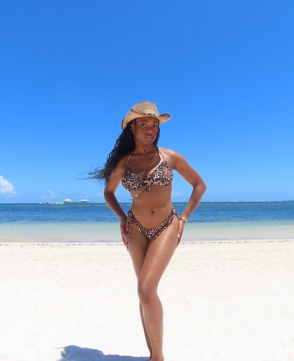 Cheetah bikini and cowboy hat outfit. Wore this look for my trip in Punta Cana 

•
•
•
#vacationoutfit #bikinipic #bikinifit #ootd #fashioncreator #exploretoronto #explorecanada #explore #jamaicabeach #drbeach #microcontentcreator #contentcreator #ugccreator #cheetahbikini #bikiniwear

#LTKTravel #LTKBeauty #LTKSwim
