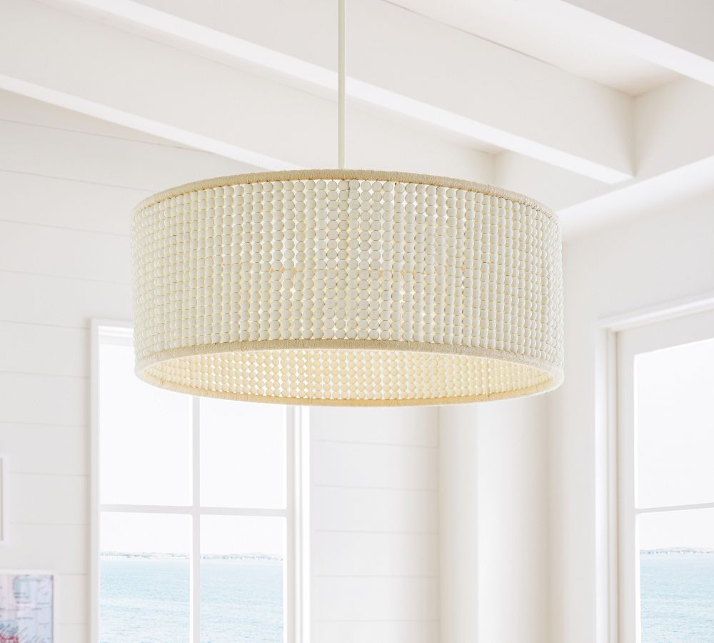 Bristol Wood Bead Drum Pendant | Pottery Barn (US)