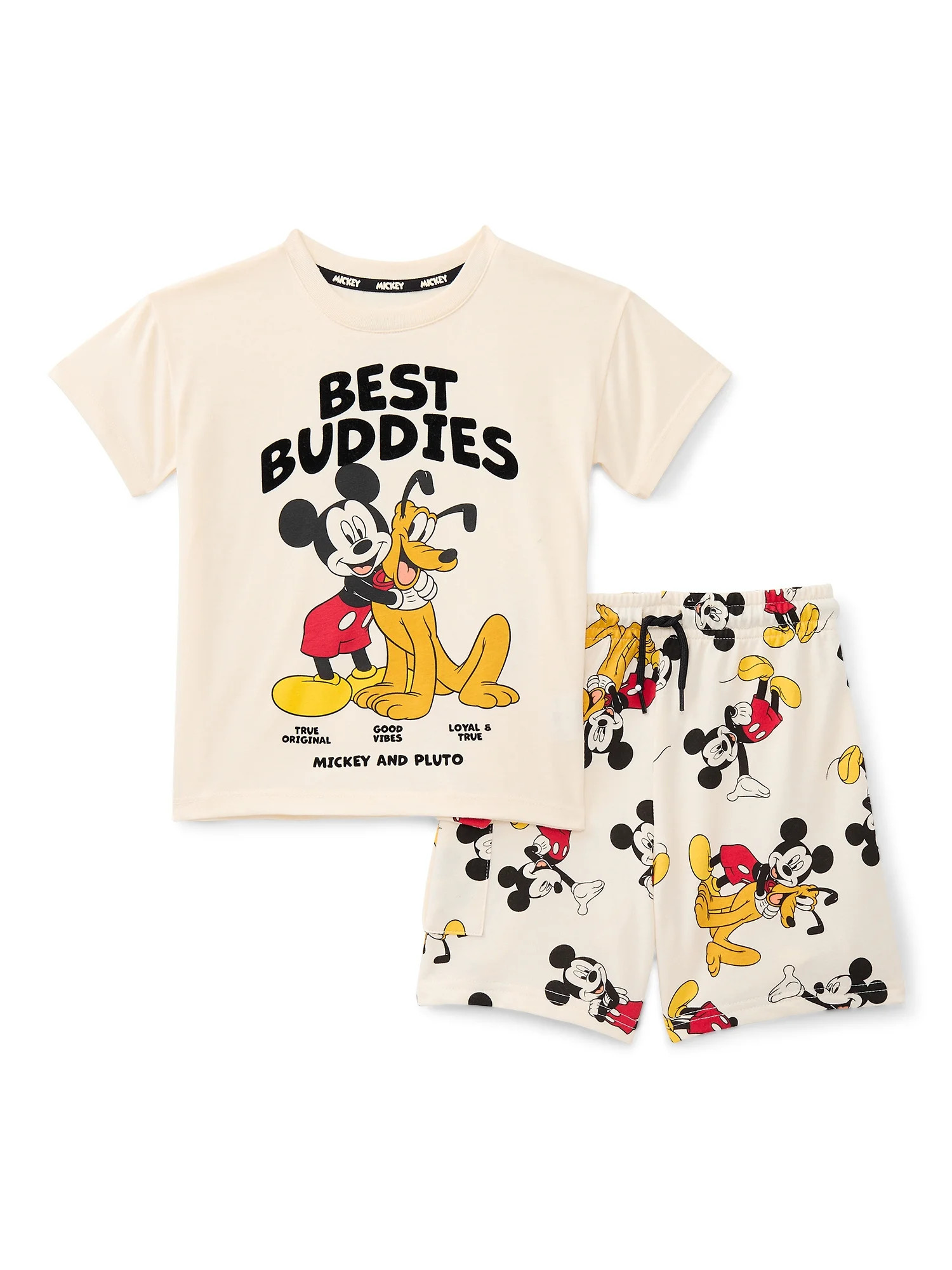 Mickey Mouse Toddler Boy's Short Sleeve Graphic T-Shirt with Matching Short, 2 Piece, 12M-5T | Walmart (US)
