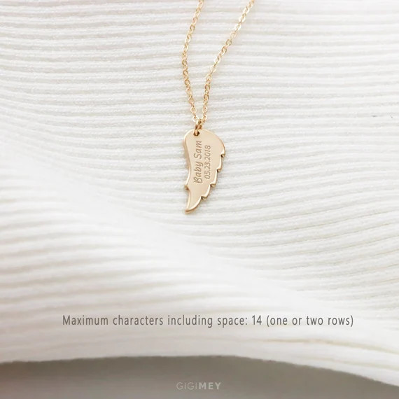 Angel Wing Necklace, Memorial Gift, Family Remembrance Gift for Loss of Parents, Spouse, Child, F... | Etsy (US)