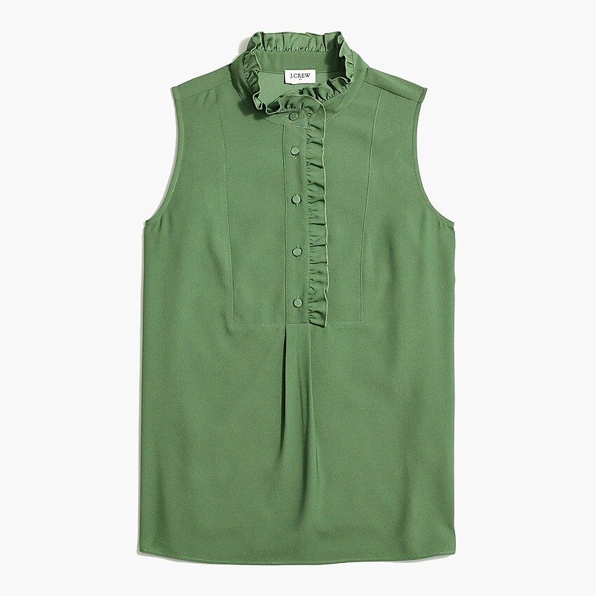 Ruffle-trim crepe tank top | J.Crew Factory