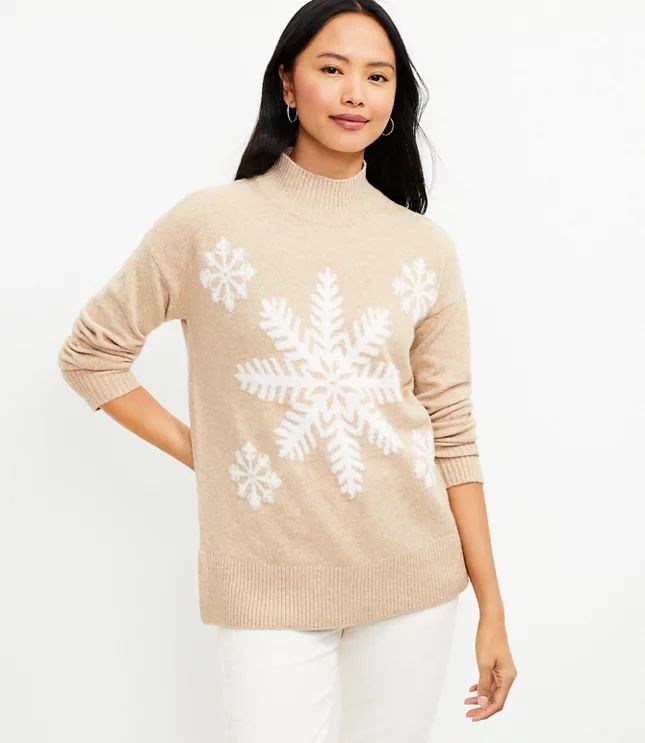 Petite Snowflake Turtleneck Tunic Sweater | LOFT
