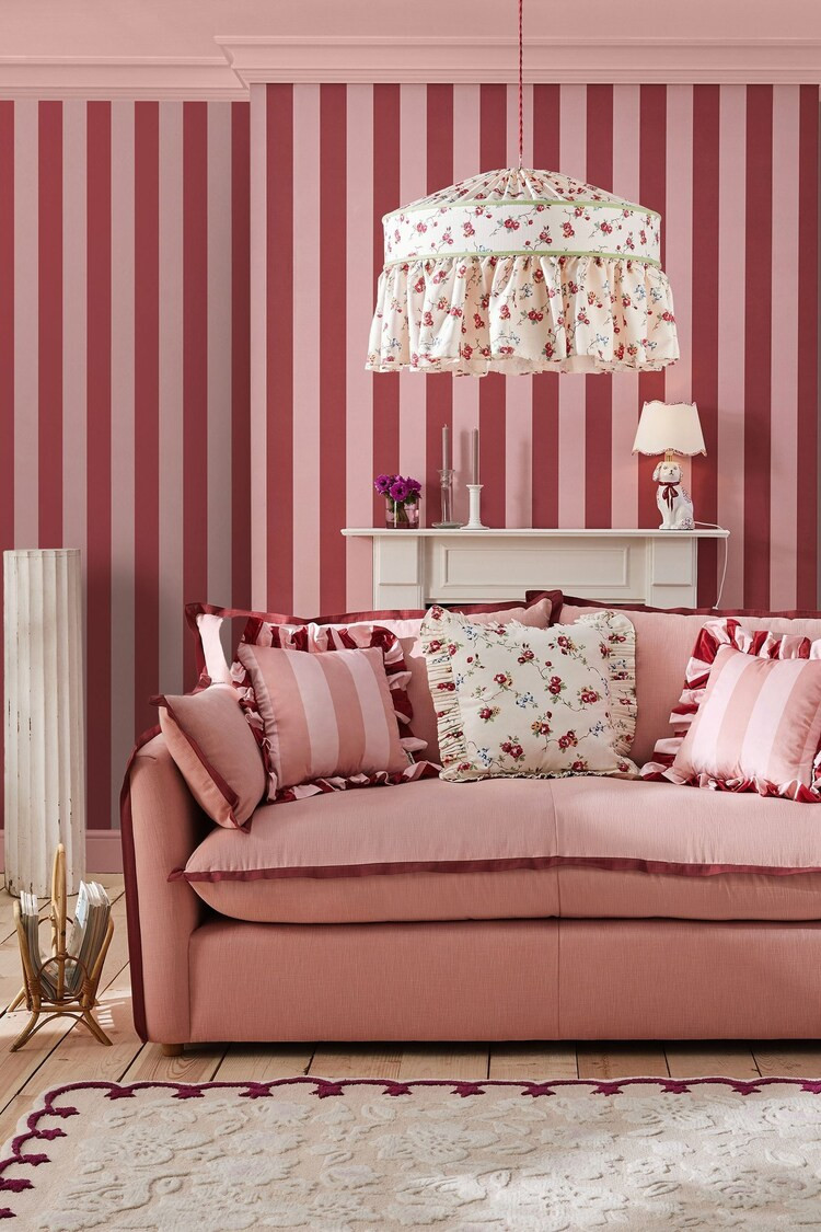 Buy Cath Kidston Pink and Red Canopy Stripe 10M Wallpaper from the Next UK online shop | Lipsy