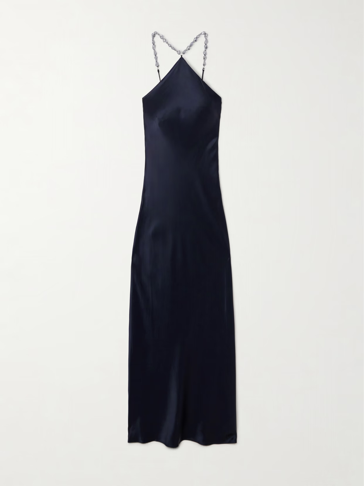 STAUD - Cadence Embellished Halterneck Satin Maxi Dress - Blue | NET-A-PORTER (US)