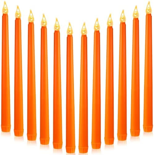 12 Pcs LED Taper Candles Flameless Taper Candles Flameless Flickering Candles for Halloween, Hanukka | Amazon (US)