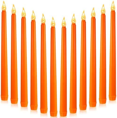 12 Pcs LED Taper Candles Flameless Taper Candles Flameless Flickering Candles for Halloween, Hanukka | Amazon (US)