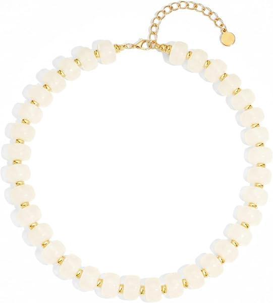 Beaded Necklaces for Women Chunky Resin Bead Choker Statement Necklace Trendy Handmade Beach Summer Necklaces Jewelry Gifts | Amazon (US)