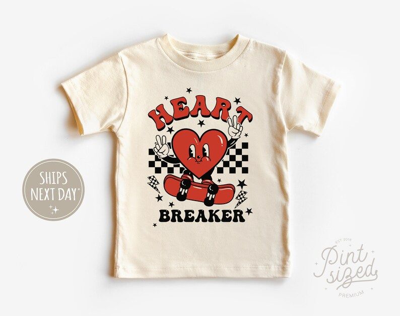 Heart Breaker Kids Tee Retro Valentine's Day Shirt Cute Vintage Toddler Shirt - Etsy | Etsy (US)
