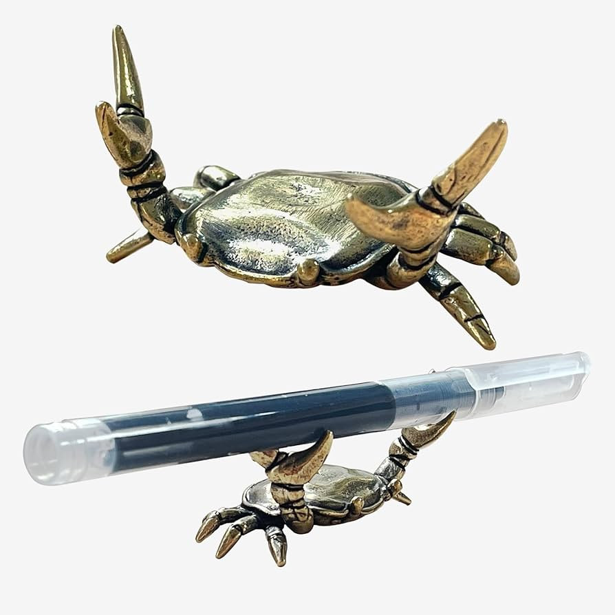 Creative Cute Crab Pen Holder,Weightlifting Crab Desk Pen Stand Brass Crab Desktop Decorative Pen... | Amazon (US)