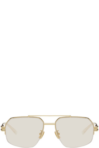 Bottega Veneta - Gold Aviator Sunglasses | SSENSE