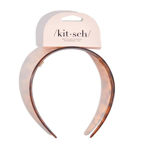 Kitsch Recycled Plastic Wide Headband - Plastic Headbands for Women with Teeth - Wide Headband for Women and Girls - Eco-Friendly Plastic Headbands for Everyday Style - 1 pc, Tort | Amazon (US)