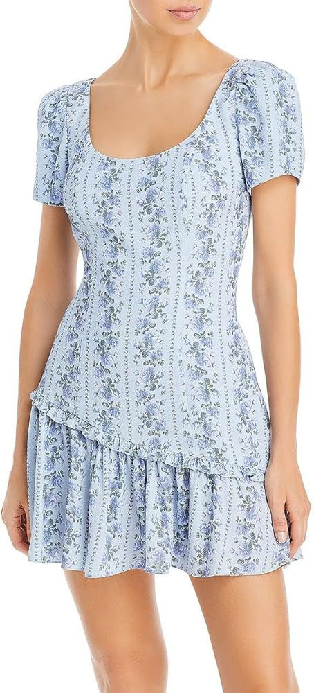 LoveShackFancy Womens Solus Floral Asymmetric Mini Dress | Amazon (US)