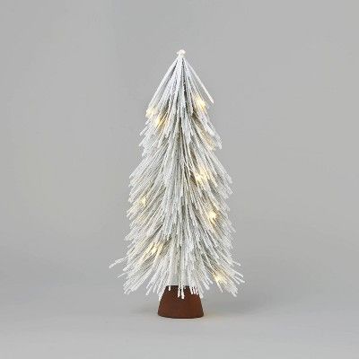 18&#34; Pre-Lit Battery Operated LED Flocked Glitter Mini Artificial Christmas Tree White Lights ... | Target