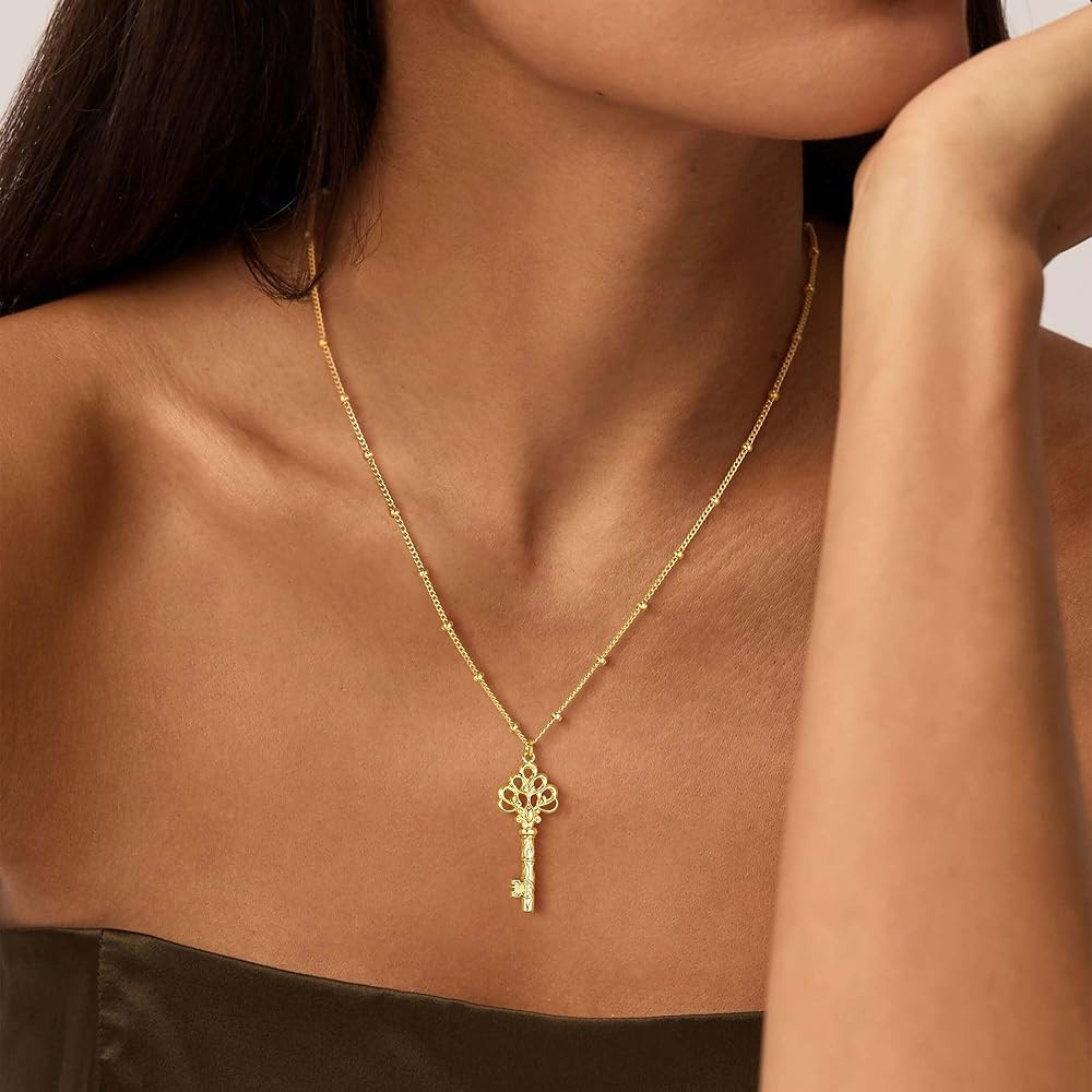 VACRONA 14K Gold Plated Necklace for Women Dainty Cute Cross | Flower | Lotus | Round Coin | Key ... | Amazon (US)