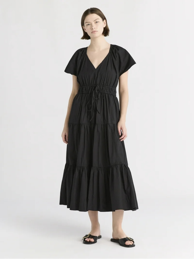 Free Assembly Women's and Women's Plus Tiered Cotton Maxi Dress, Sizes XS-4X | Walmart (US)