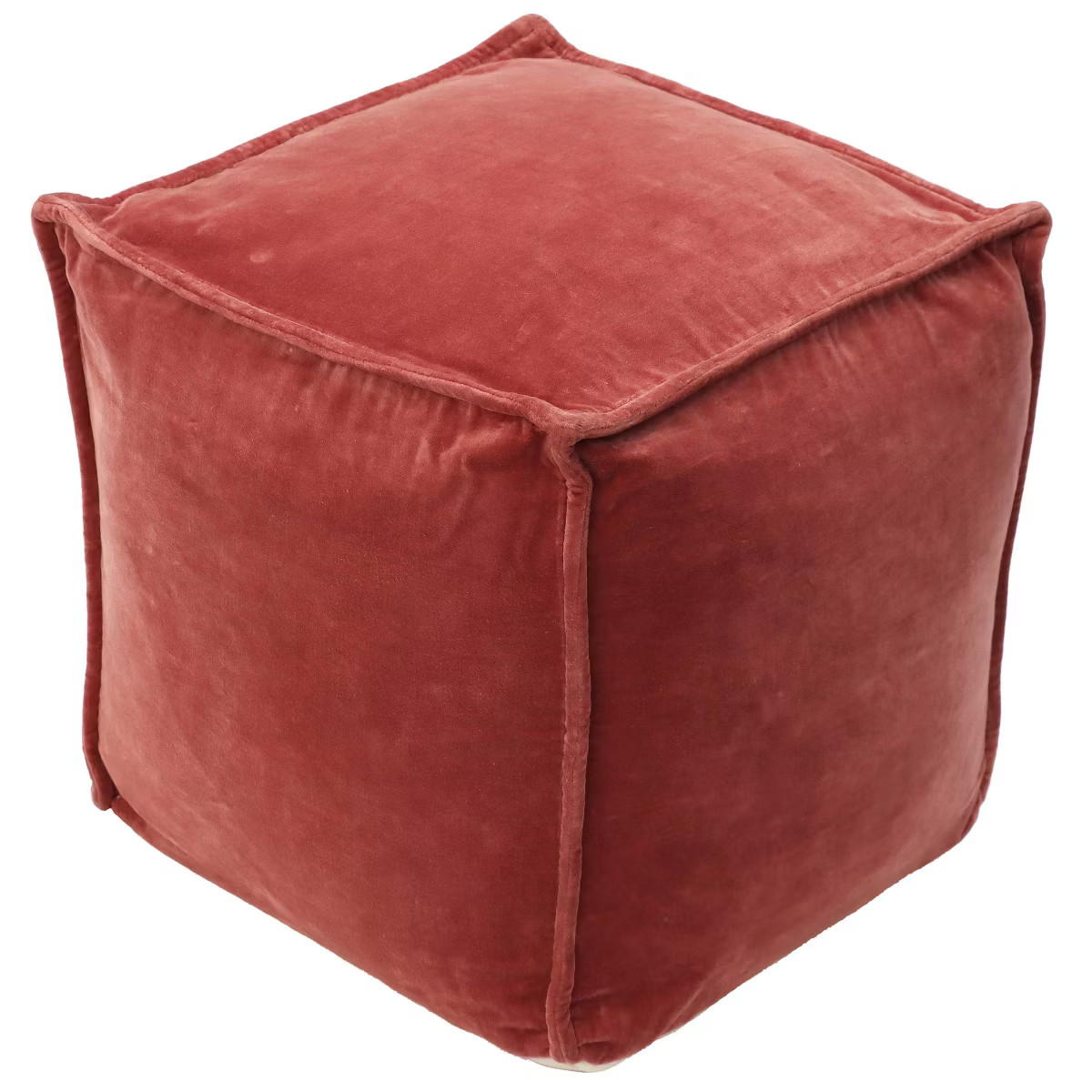 Costa Velvet Pouf Blush - Threshold™: Modern Square Upholstered Footstool, No Assembly Required | Target