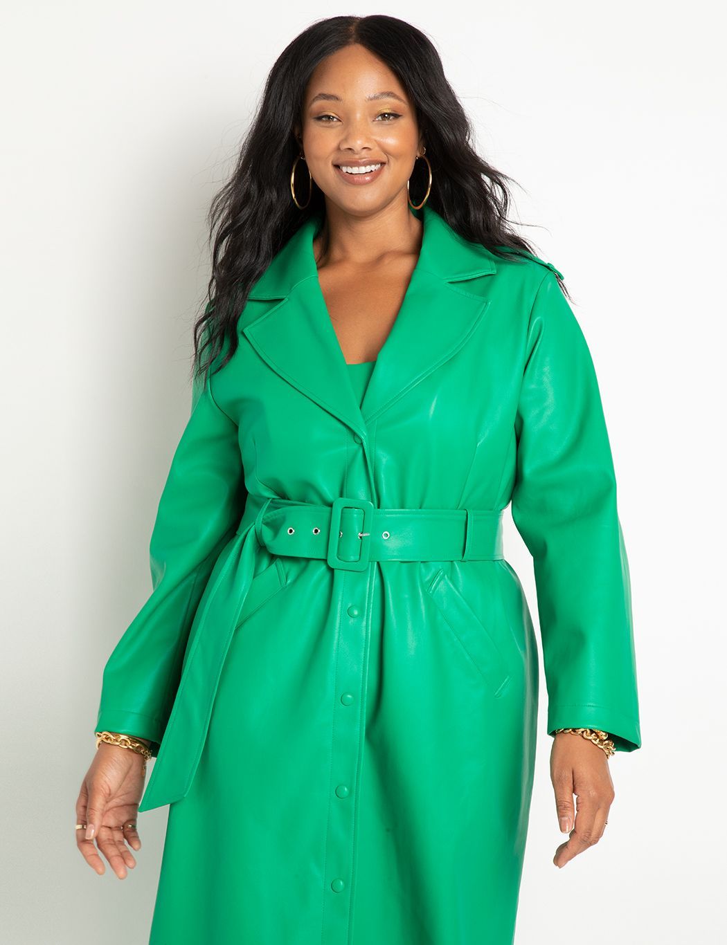 Belted Faux Leather Coat | Women's Plus Size Coats + Jackets | ELOQUII | Eloquii