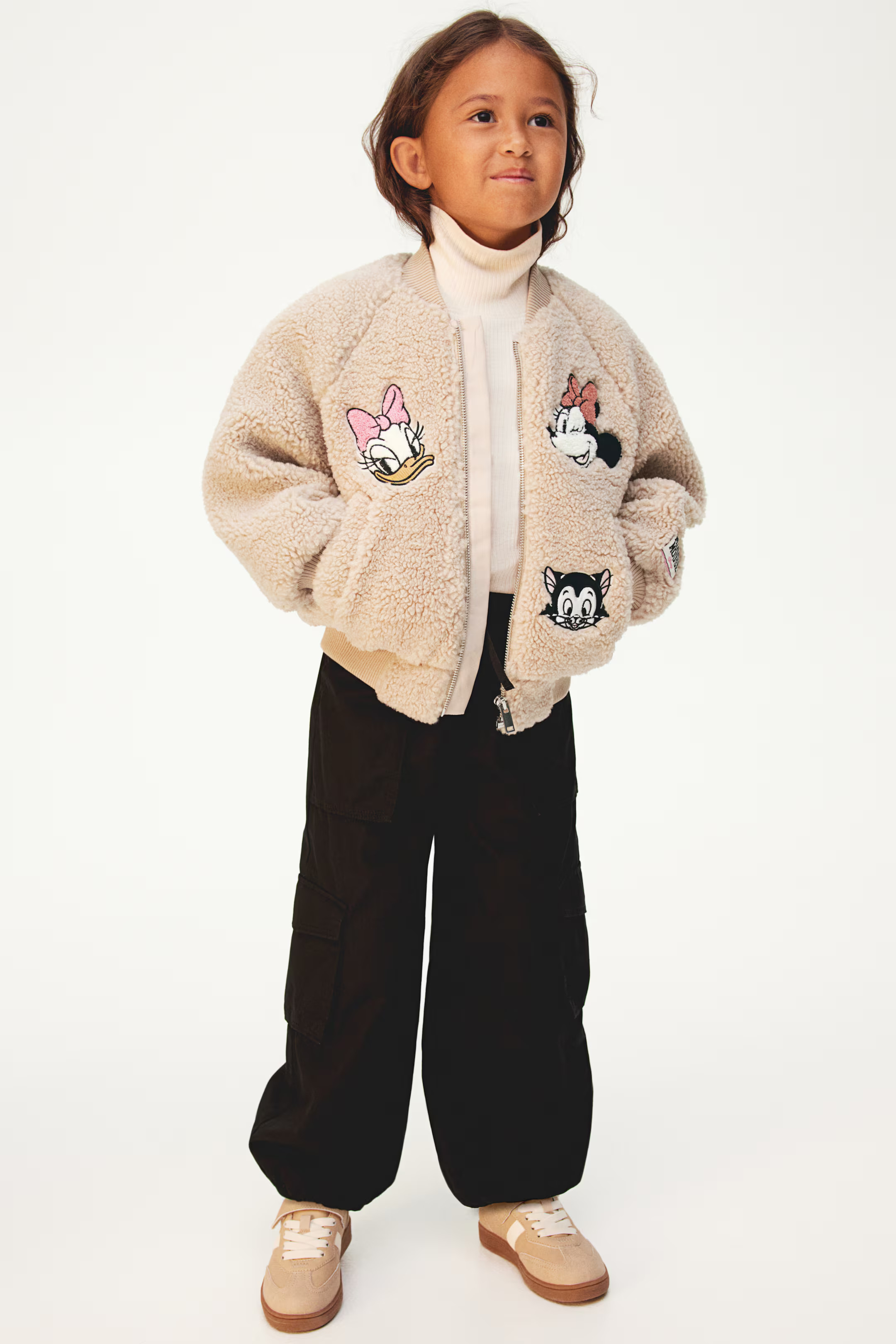 Appliquéd Teddy Fleece Bomber Jacket | H&M (US + CA)