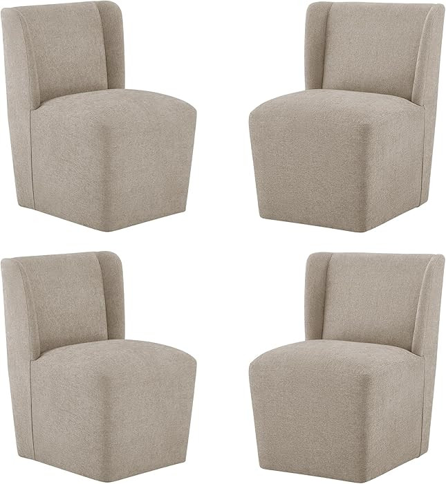 Upholstered Dining Chair Wingback Modern Armless Deskchair, Khaki | Amazon (US)
