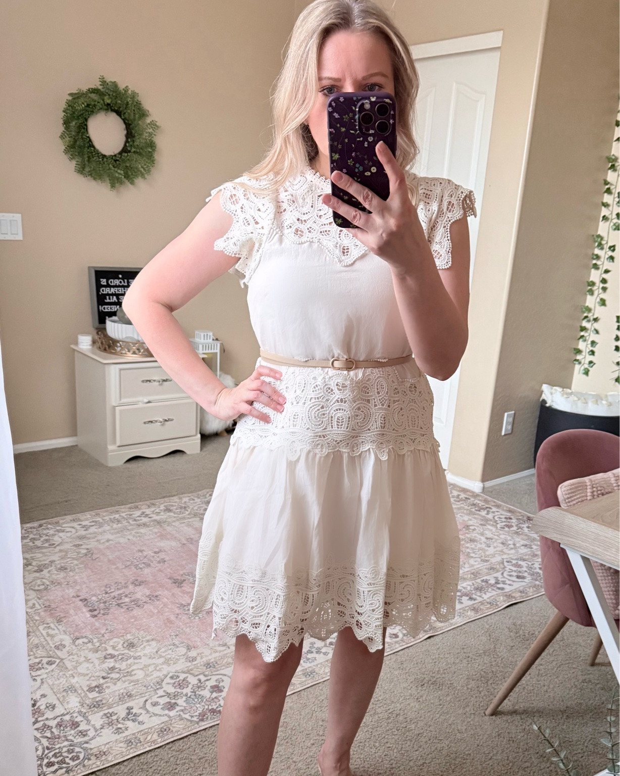 This adorable dress, resembling a designer piece, is surprisingly affordable at under $40! I love the lace details. However, I think it looks even more flattering with a belt. It’s fully lined and has a relaxed fit. I’m wearing a size XS.

Scoop dress, Walmart style for less, Anthropologie lookalike, designer look for less, designer lookalike

#LTKOver40 #LTKSeasonal #LTKPetite #LTKWedding