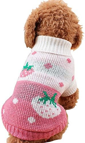 CHBORCHICEN Pet Dog Sweaters Classic Knitwear Turtleneck Winter Warm Puppy Clothing Cute Strawber... | Amazon (US)