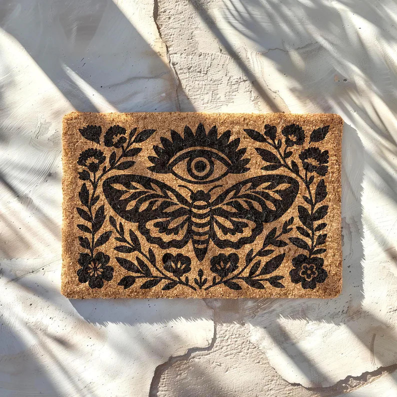 All-Seeing Eye Moth Coir Doormat, Gothic Witchy Decor | Etsy (US)