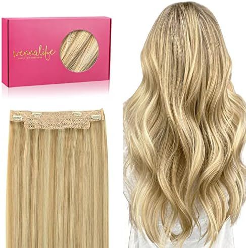 WENNALIFE Wire Hair Extensions, 14 inch 75g Light Blonde Highlighted Golden Blonde Remy Crown Hair E | Amazon (US)