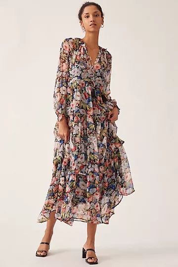 The Marais Printed Chiffon Maxi Dress | Anthropologie (US)