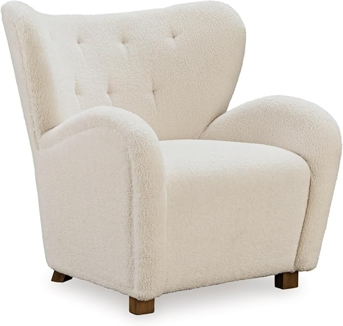 Signature Design by Ashley Larbell Contemporary Faux Shearling Tufted Upholstered Accent Chair wi... | Amazon (US)