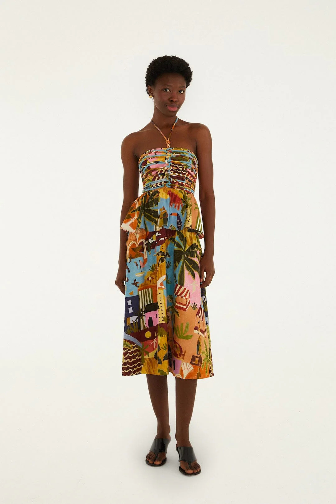 Multicolor Tropical Painting Lenzing Ecovero Euroflax Midi Dress | FARM Rio | FarmRio (US)
