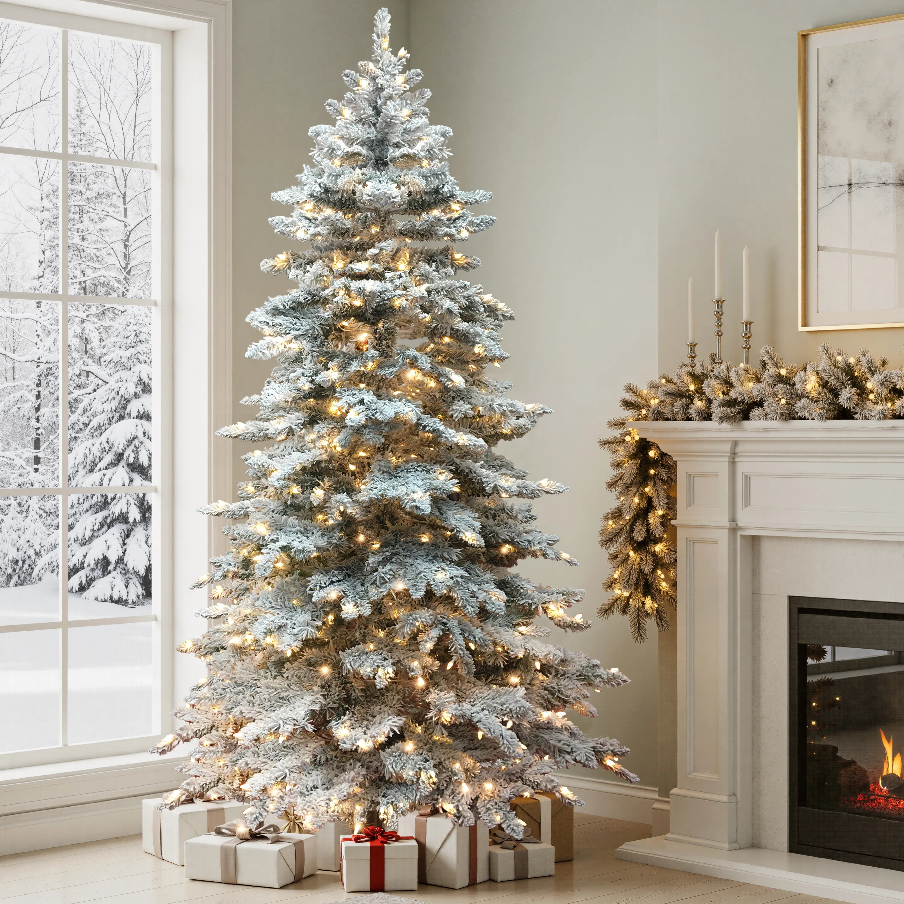 Pre-lit Snow Flocked Fir Christmas Tree | Wayfair North America