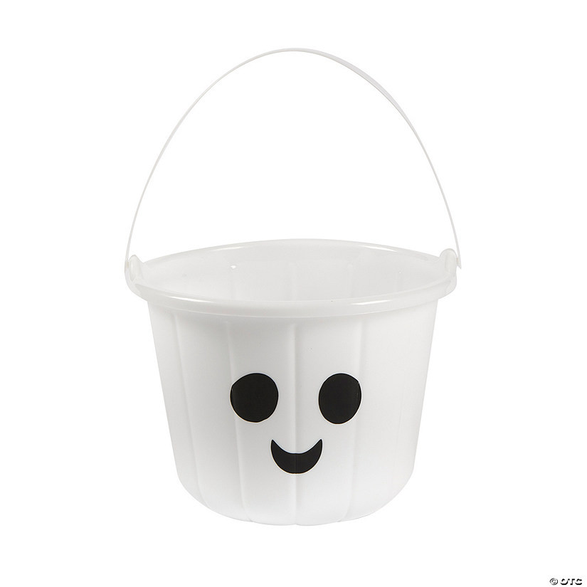 6 1/2" x 7" Ghost White Plastic Trick-or-Treat Buckets - 12 Pc. | Oriental Trading Company