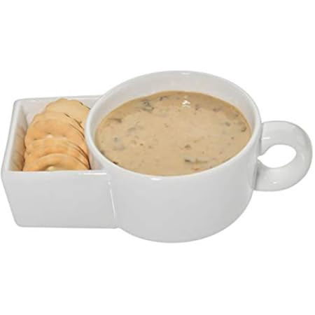 Home-X Set of 2 Soup and Crackers Ceramic Mug Bowl | Cookies and Milk, Veggie Snack & Dip Cup | Amazon (US)