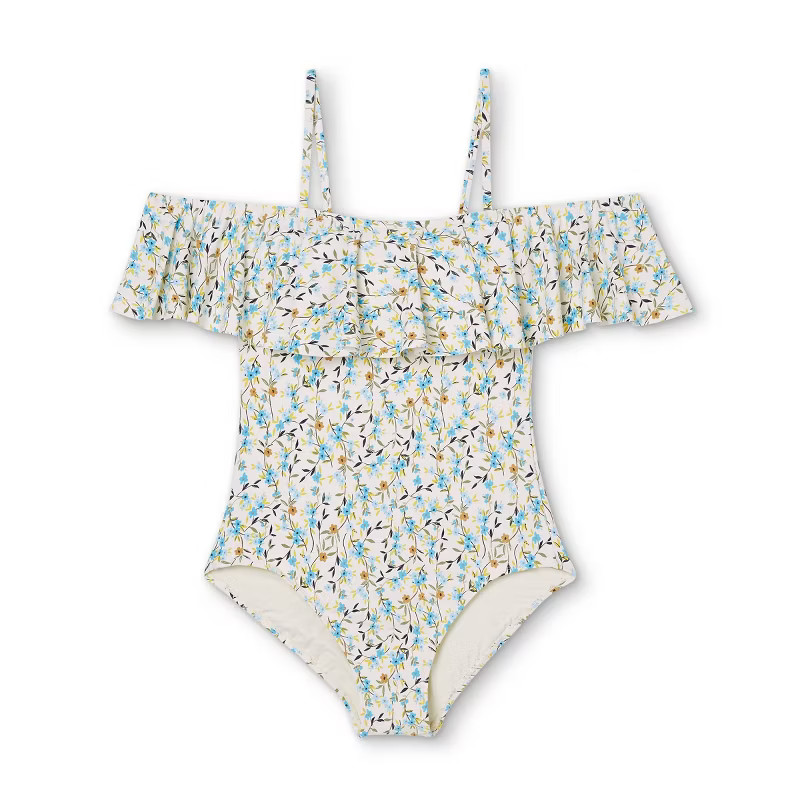 Women's Cold Shoulder Ruffle Maillot One Piece Swimsuit - Sea Angel Multi | Target