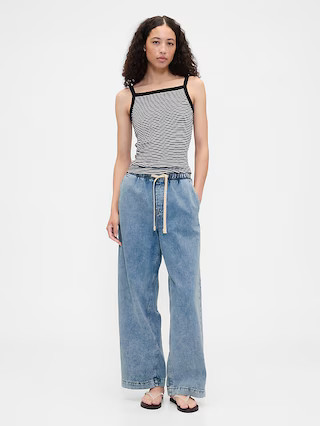 High Rise Pull-On Wide-Leg Jeans | Gap Factory