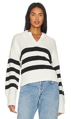 PISTOLA Arlo Polo Sweater in Midnight Cream Stripe from Revolve.com | Revolve Clothing (Global)