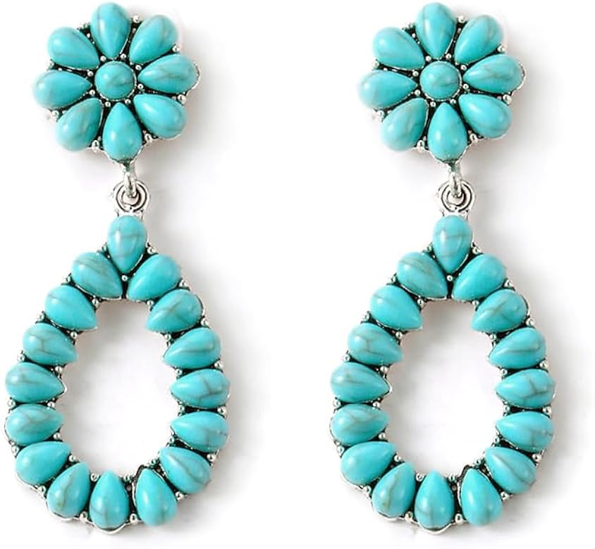 Boolavard Turquoise Bohemian Dangle Earrings for Women, Turquoise Dainty Teardrop Drop Earrings B... | Amazon (US)