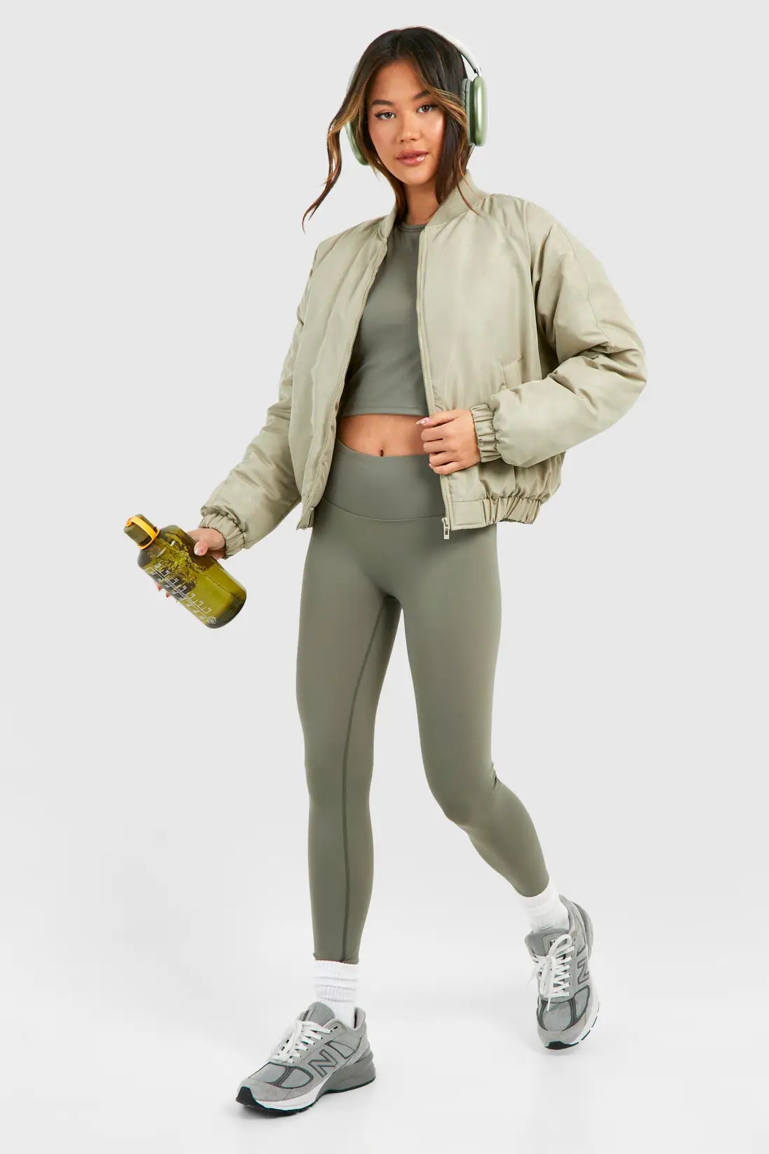 Sage Cropped Bomber Jacket | Boohoo | Boohoo.com (UK & IE)