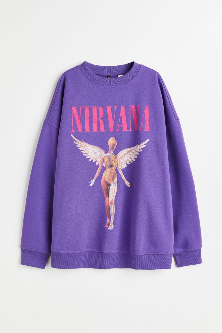 H & M - Oversized Printed Sweatshirt - Purple | H&M (US + CA)