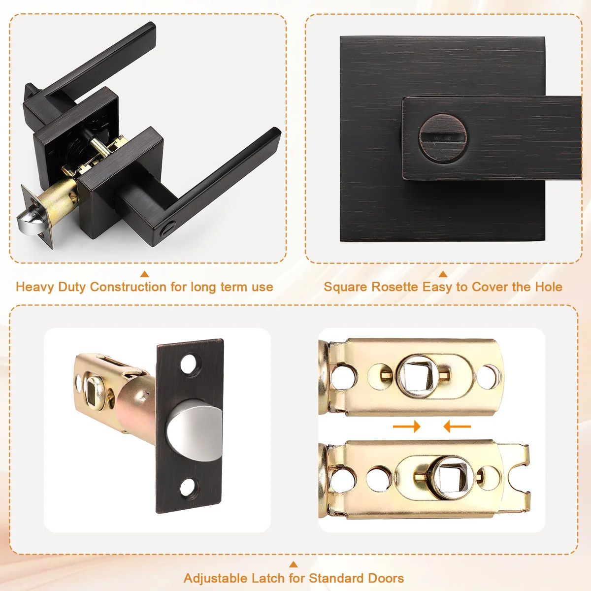 Privacy Door Lever with Square Rosette for Bed and Bath Keyless (Set of 10) | Wayfair North America