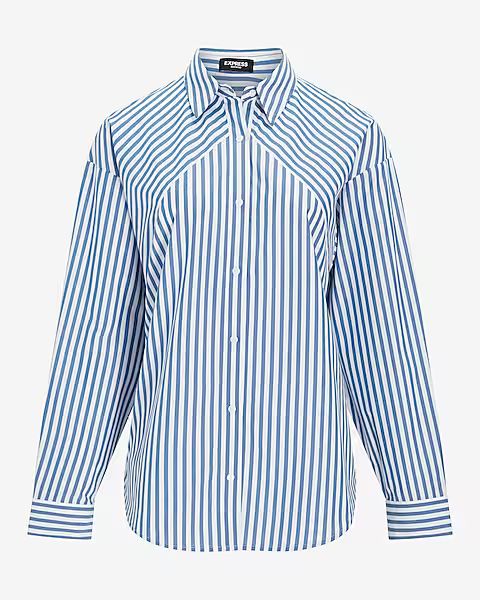 Striped Drop Shoulder Boyfriend Shirt | Express