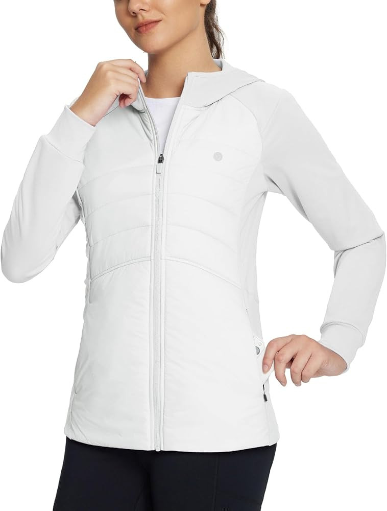 baleaf Women's Running Winter Jacket with Hood Warm Lightweight Insulated Hybrid Jackets Puffer Z... | Amazon (US)