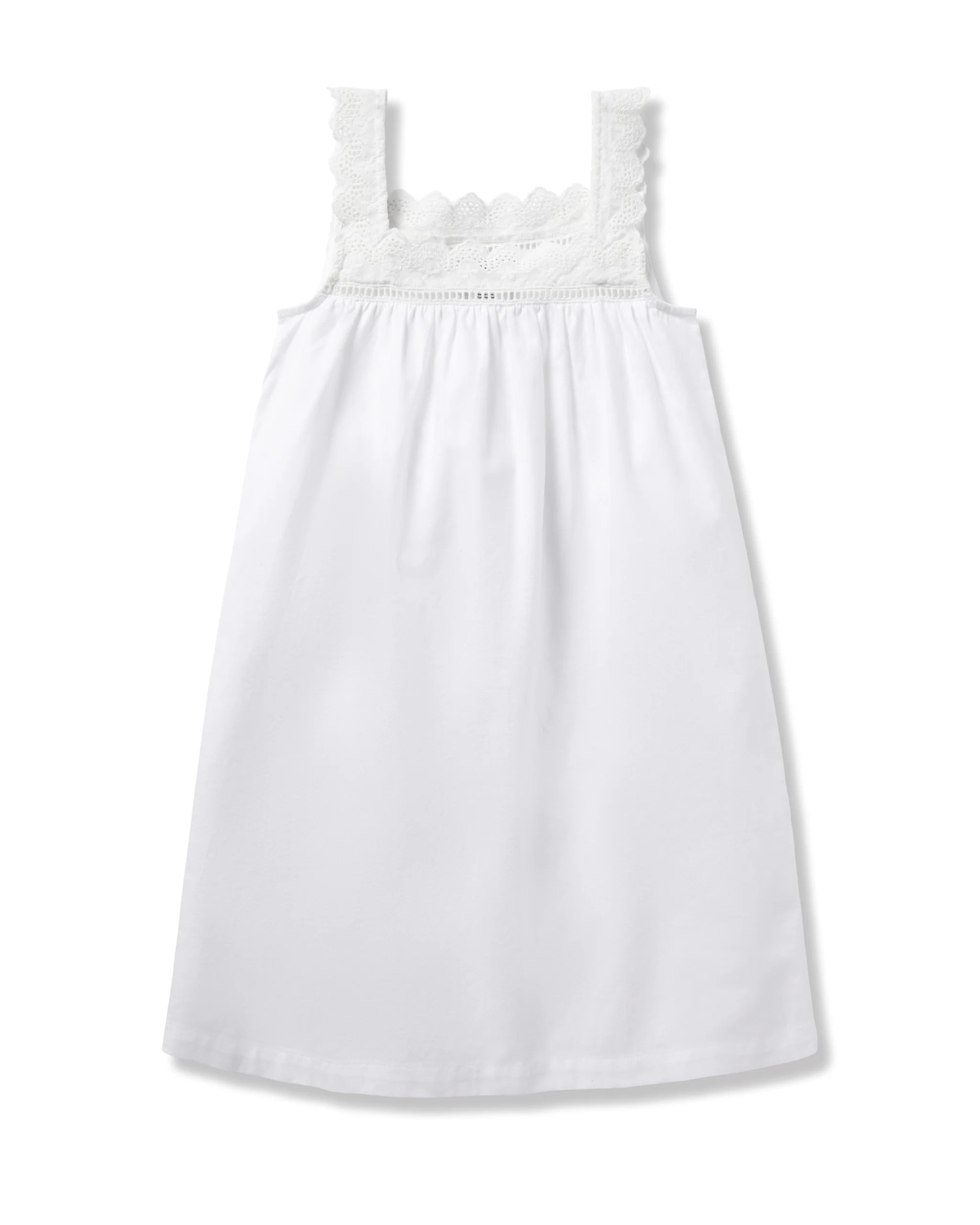 Girl's Twill Esme Nightgown in White | Petite Plume