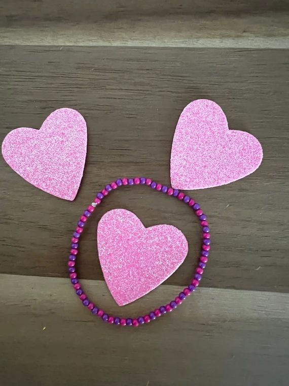 Pink and Purple Girls Beaded Bracelet - Etsy | Etsy (US)