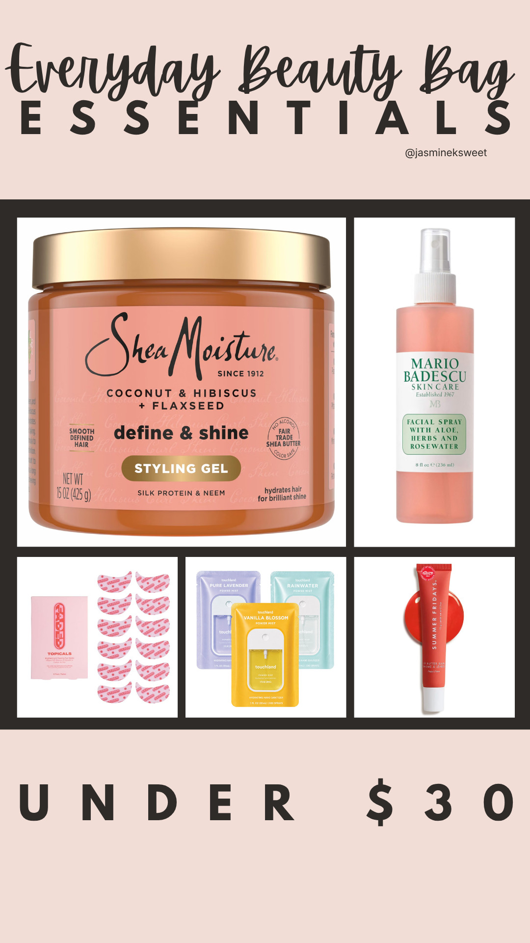 These everyday beauty bag essentials keep your hair, skin, and lips glowing, all for under $30.
#LTKbeauty #LTKfindsunder50 #LTKunder50 

 #LTKgrwm #LTKSaleAlert #LTKBeauty