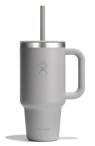 Hydro Flask Travel Tumbler with Handle, Lid and Straw - Insulated Stainless Steel in 32 Oz Tonal Birch Gray | Amazon (US)