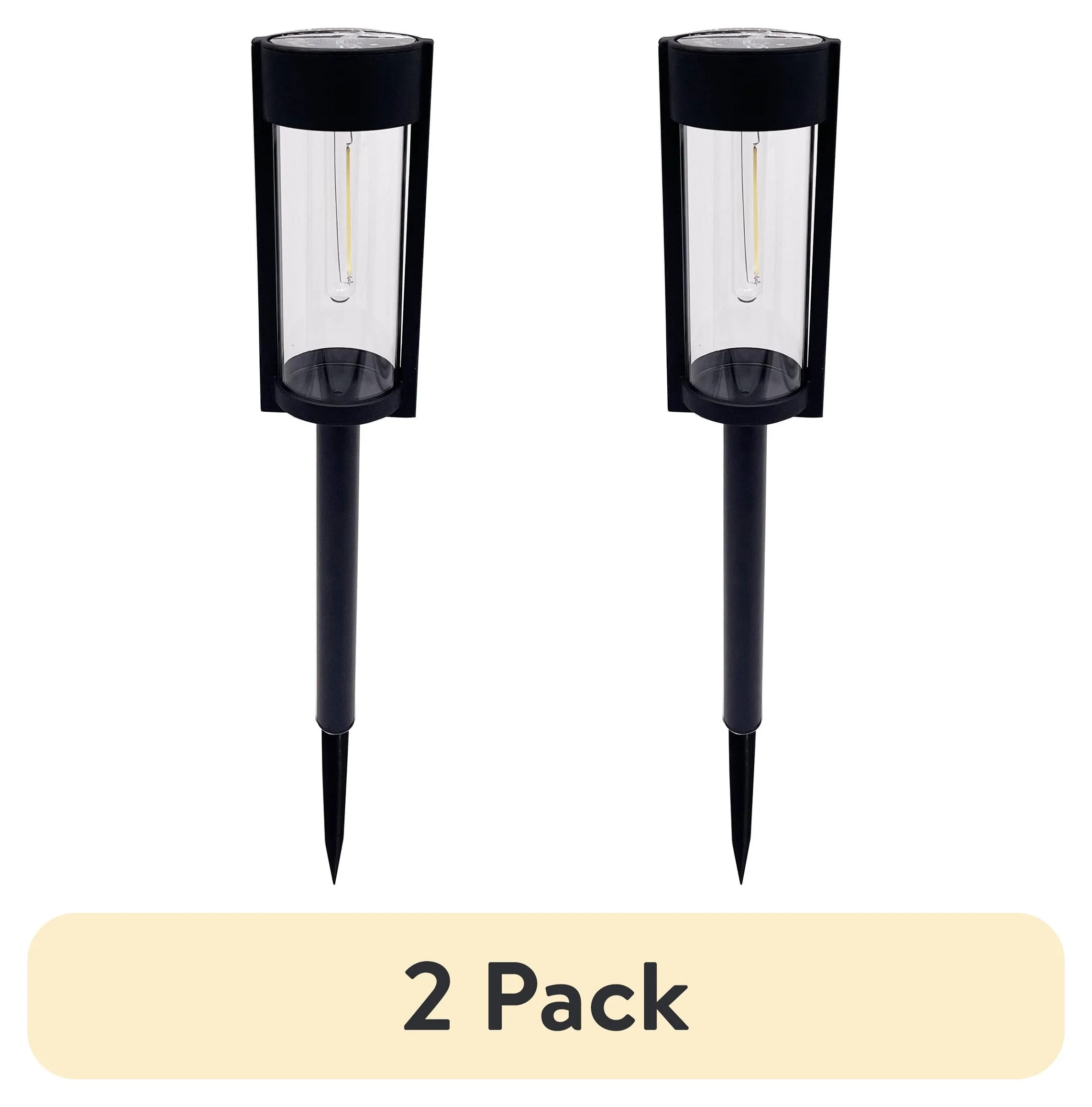 (2 pack) Better Homes & Gardens Wyatt Solar Powered Black LED Landscape Bollard Path Light, 15 Lu... | Walmart (US)